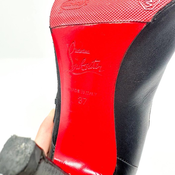 Christian Louboutin Canassone 100mm Black Ankle Booties Shoes EU 37 US 7 - Picture 9 of 12